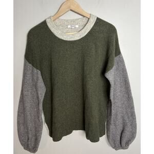 Madewell Colorblock Payton Pullover Sweater in Coziest Yarn Heather Foliage Sz M